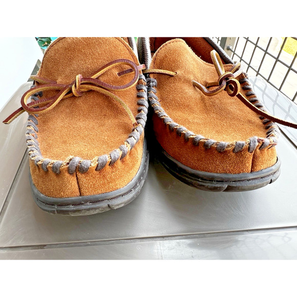 L.B. EVANS Yukon Moccasin 1131 Saddle Leather Upper Slippers shoes SZ 9M - Picture 8 of 11